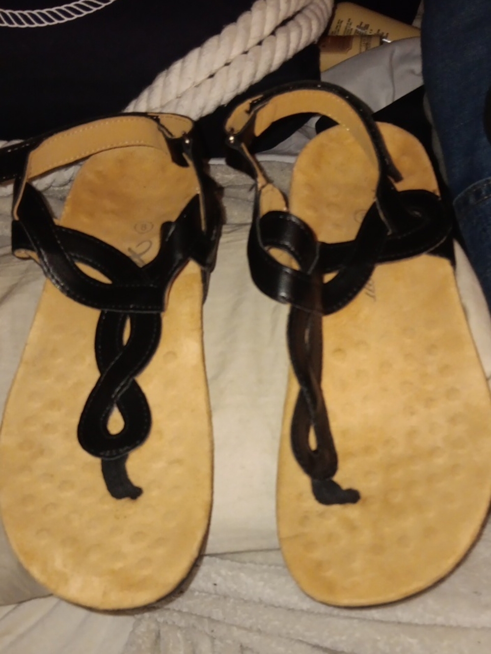 Women’s Black T-Strap Sandals with Cushioned Footbed